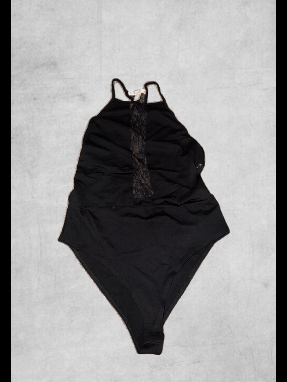 Forever 21 Black Lace-Panel Halter Bodysuit